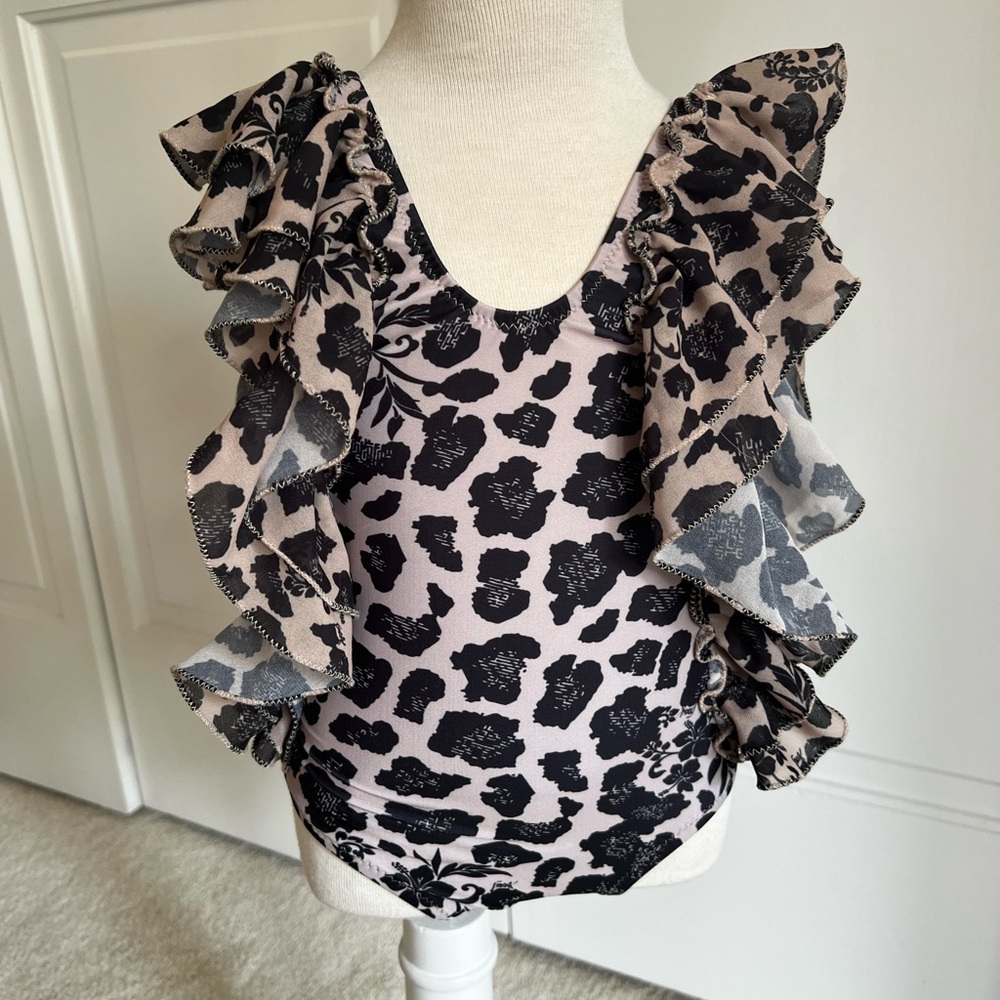 Ruffled Print Swim/Bodysuit - 12 Months